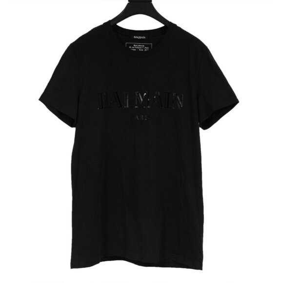 Balmain Men Logo T Shirt Size Medium  Black Short Sleeve Cotton - Picture 1 of 7